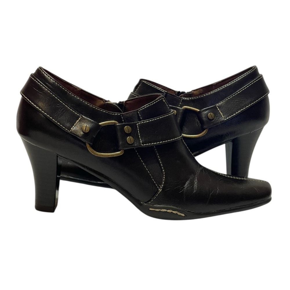 AEROSOLES BROWN ZIP UP SQUARE TOE SHOOTIES SZ 8 MED EUC